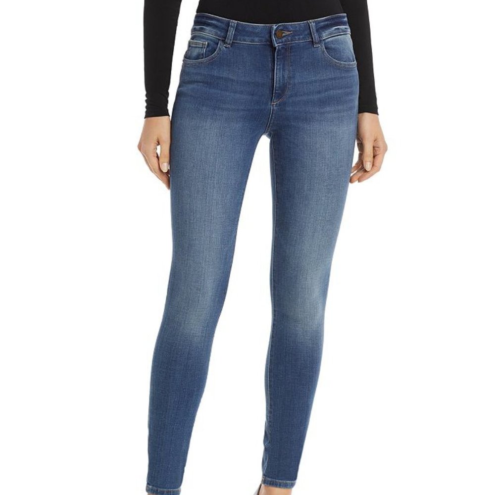 DL1961 Women's Florence Instasculpt Skinny Jeans Blue Stretch Whiskered Denim 31